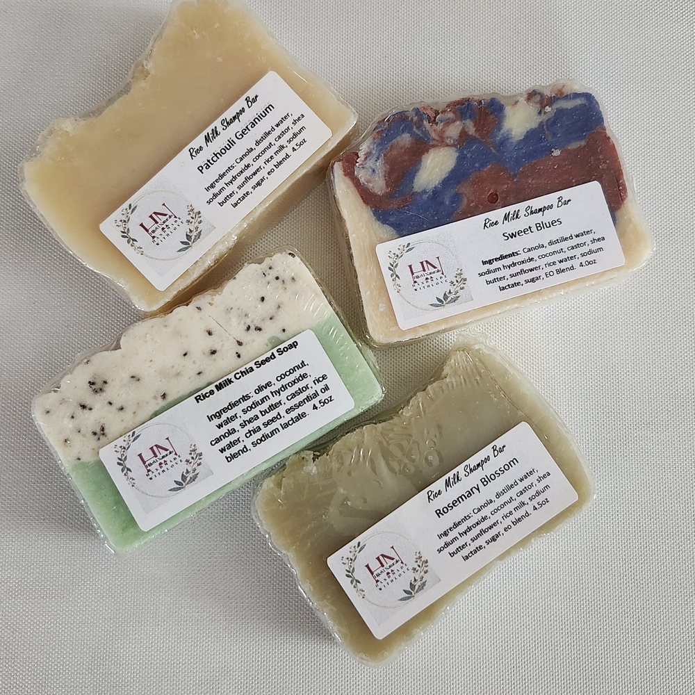 Handmade Rice Milk Soap Bars - Assorted Scents (Green, Blue, Cream, Tan)